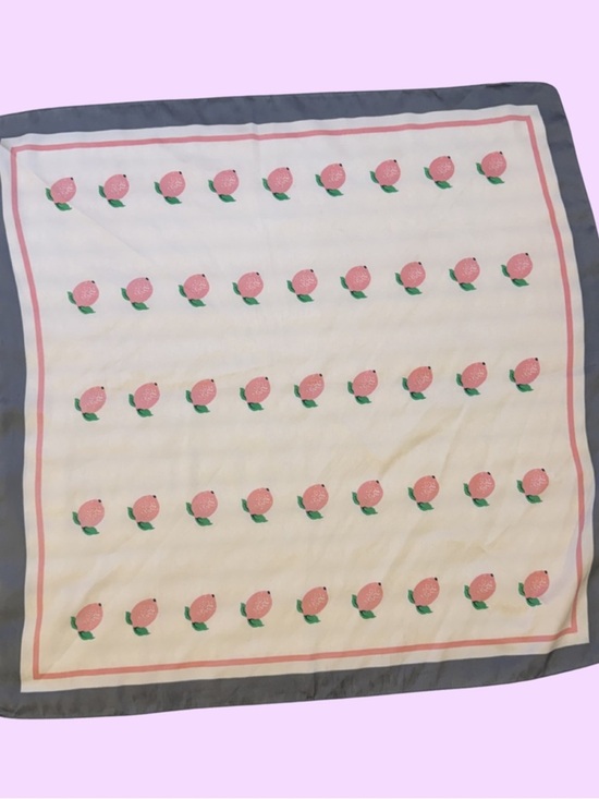 Accessories - Cream Pink Lemon Print Square Scarf